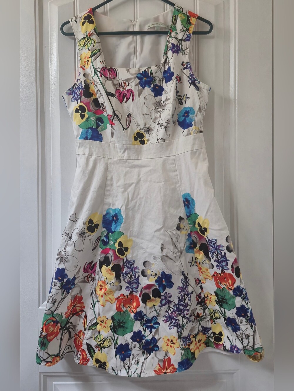 Womens Cleo Petites Sleeveless Floral Dress Size 8P